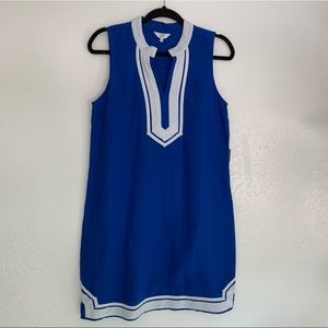 Crown & Ivy 100% Linen Kurta Novel Navy Sailor Vacation Coastal Cruise Dress 6